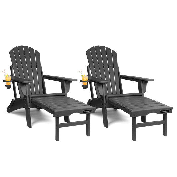 Rosecliff Heights Behiye Foldable Outdoor Adirondack Chair With Ottoman